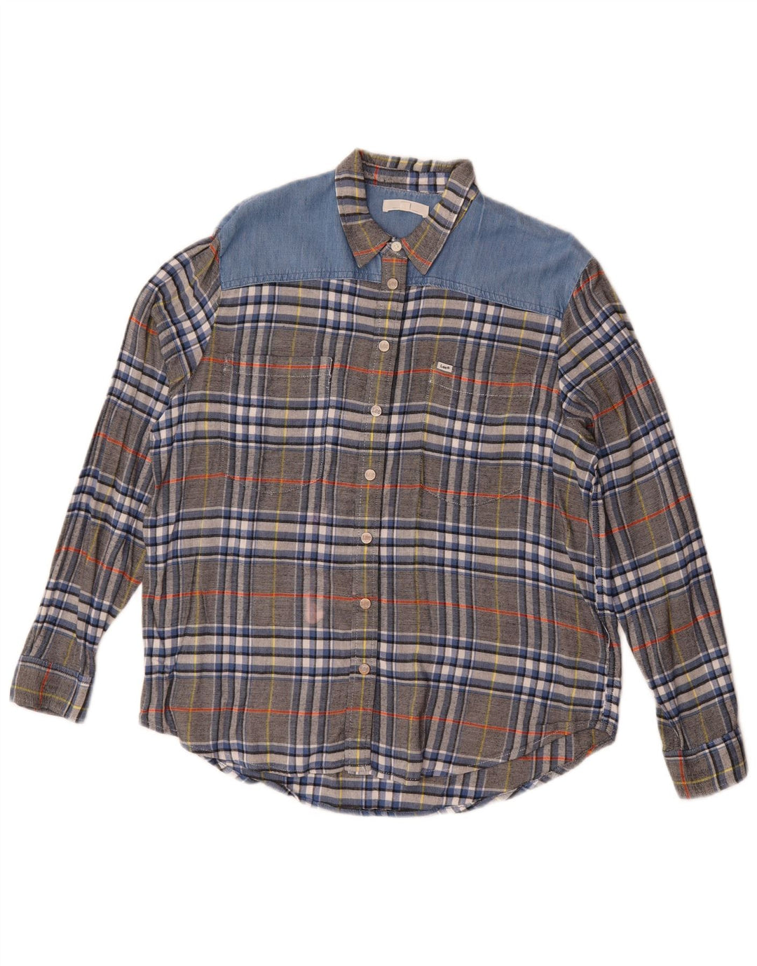 Lee Womens Flannel Shirt UK 16 Large Grey Plaid Viscose