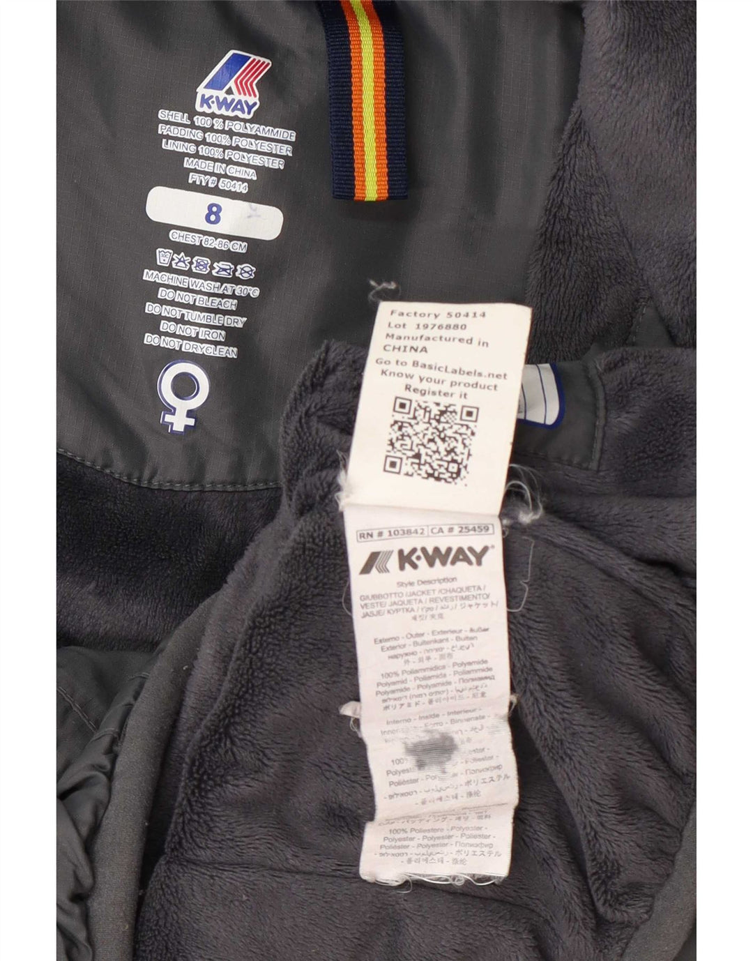 K-Way Womens Hooded Windbreaker Jacket UK 8 Small Grey Polyamide