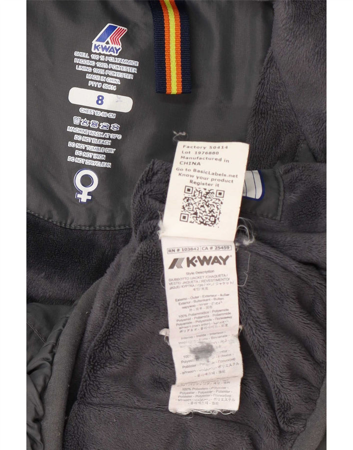 K-Way Womens Hooded Windbreaker Jacket UK 8 Small Grey Polyamide