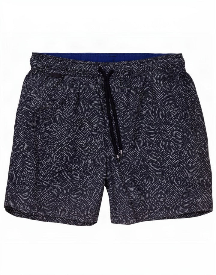 Marks & Spencer Mens Swimming Shorts Small Navy Blue Geometric Polyester