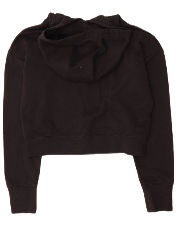 Nike Girls Crop Graphic Hoodie Jumper 13-14 Years XL Black Cotton
