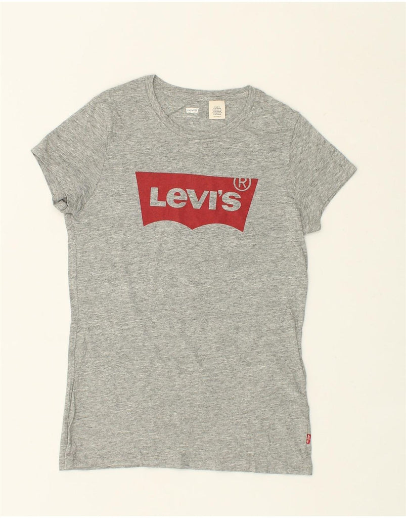 LEVI'S Womens Graphic T-Shirt Top UK 6 XS Grey Cotton | Vintage Levi's | Thrift | Second-Hand Levi's | Used Clothing | Messina Hembry 