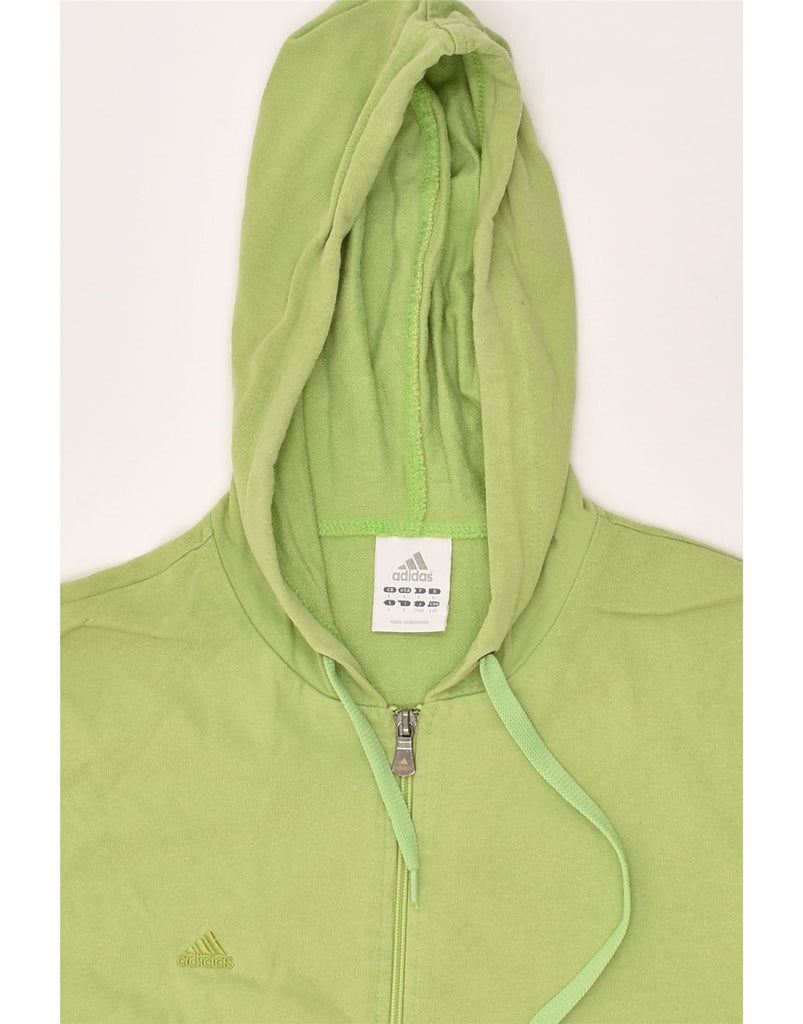 ADIDAS Womens Zip Hoodie Sweater UK 16 Large Green Colourblock Cotton | Vintage Adidas | Thrift | Second-Hand Adidas | Used Clothing | Messina Hembry 