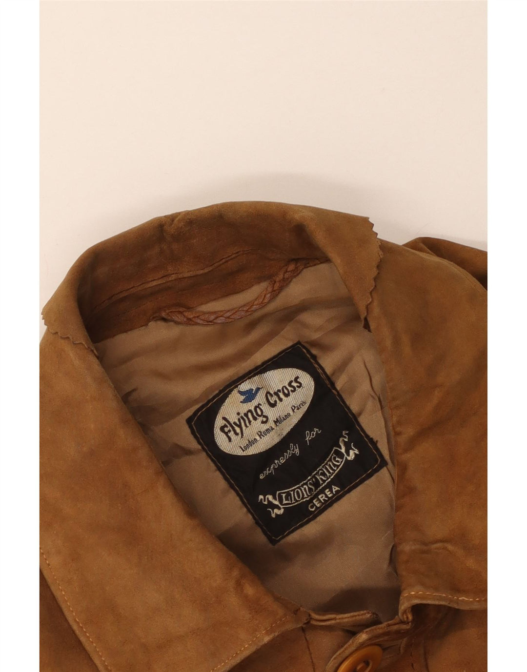 Flying Cross Womens Crop Suede Jacket UK 12 Medium Beige