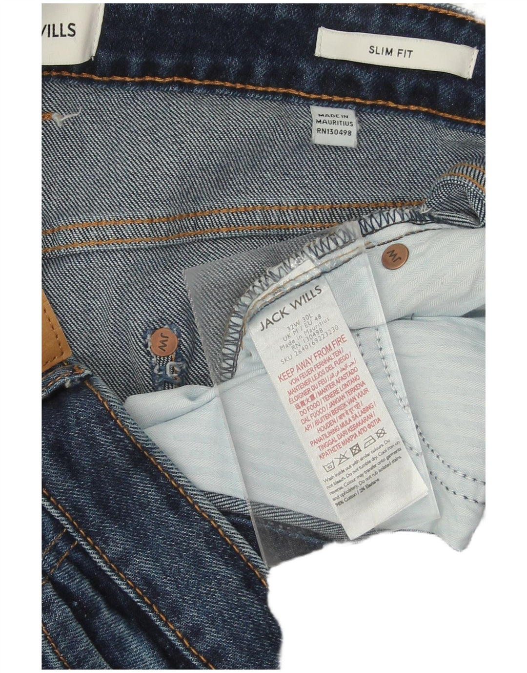 JACK WILLS Mens Slim Jeans W32 L30 Navy Blue Cotton