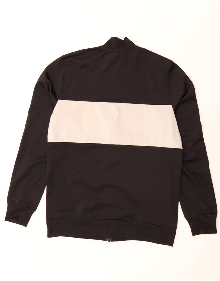 Adidas Boys Tracksuit Top Jacket 15-16 Years Black Colourblock Polyester
