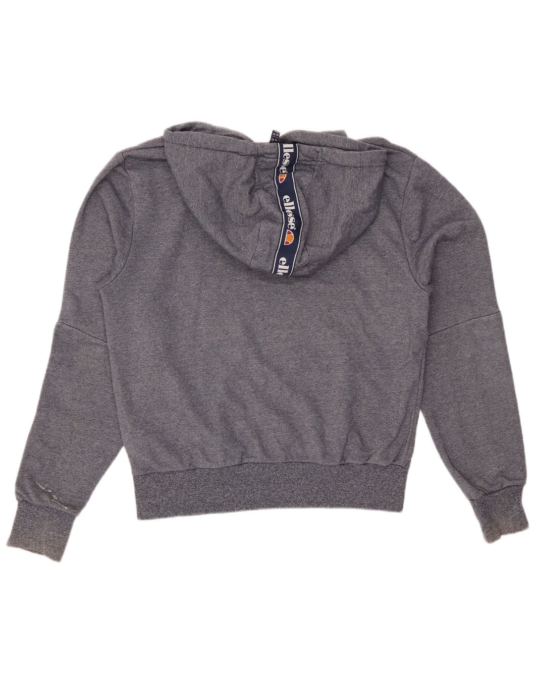 ELLESSE Womens Graphic Hoodie Jumper UK 14 Large Navy Blue Colourblock