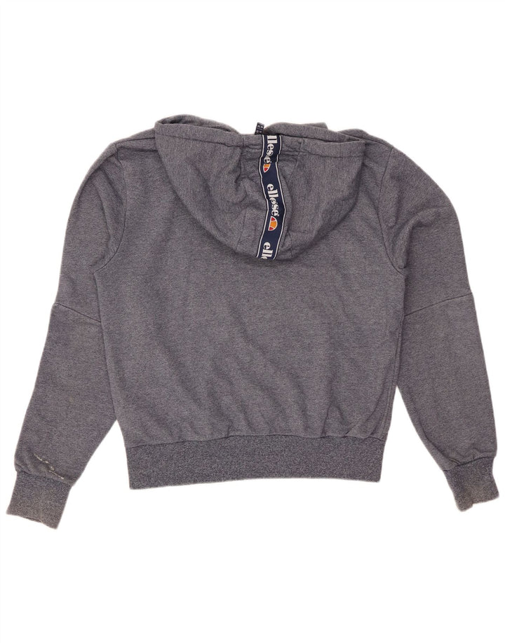 ELLESSE Womens Graphic Hoodie Jumper UK 14 Large Navy Blue Colourblock