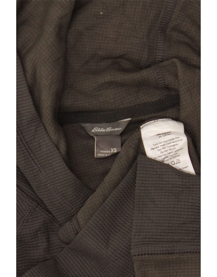 Eddie Bauer Womens Hooded Top Long Sleeve UK 6 XS Grey Polyester