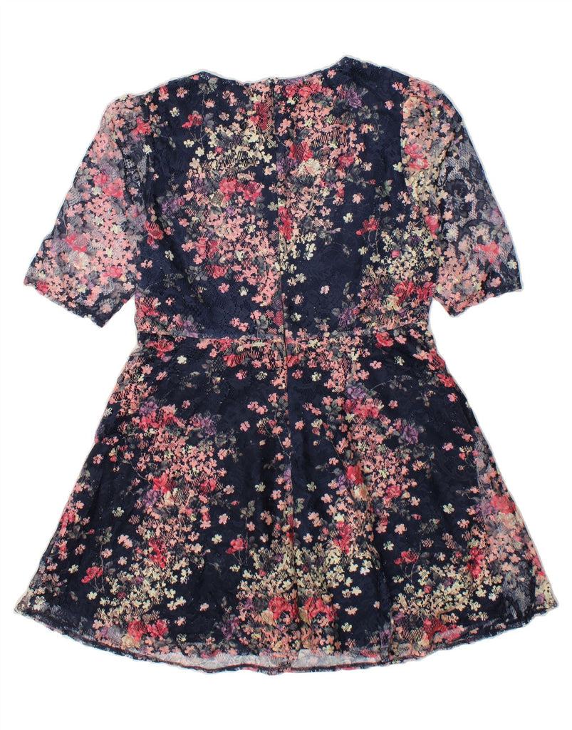OASIS Womens A-Line Dress UK 16 Large Navy Blue Floral Polyester Vintage Oasis and Second-Hand Oasis from Messina Hembry 