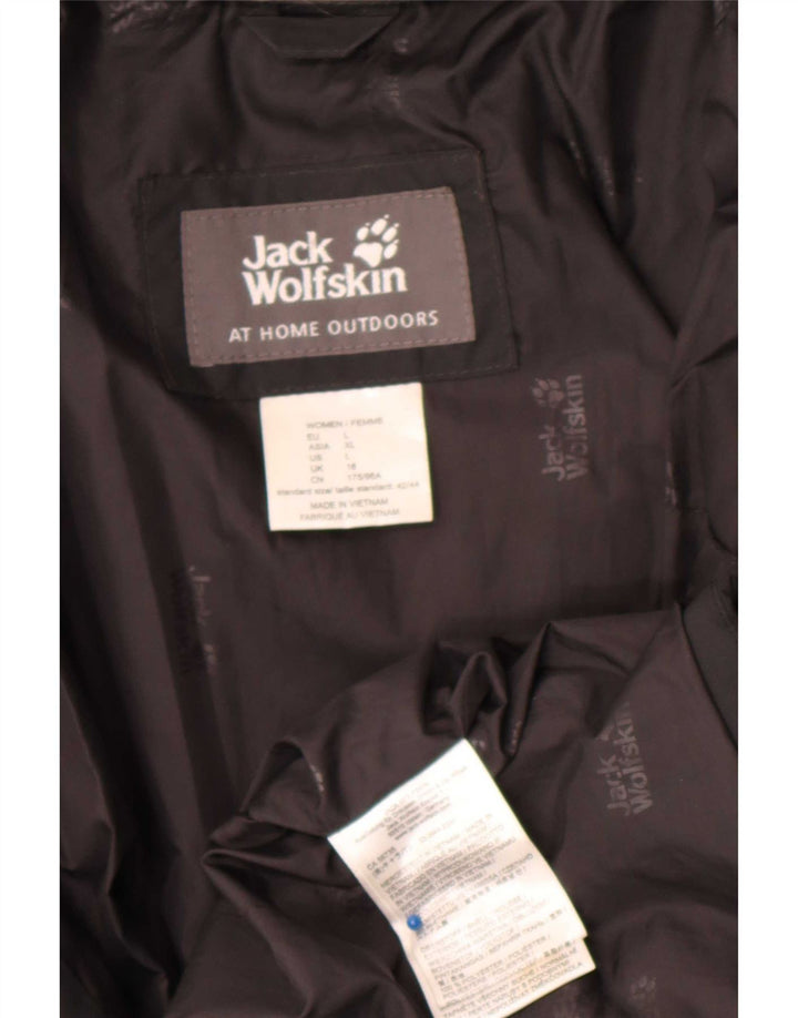 Jack Wolfskin Womens Hooded Padded Coat UK 16 Large Black Polyester
