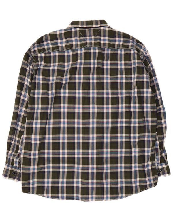 Tommy Hilfiger Mens Vintage Fit Shirt 2XL Khaki Plaid Cotton