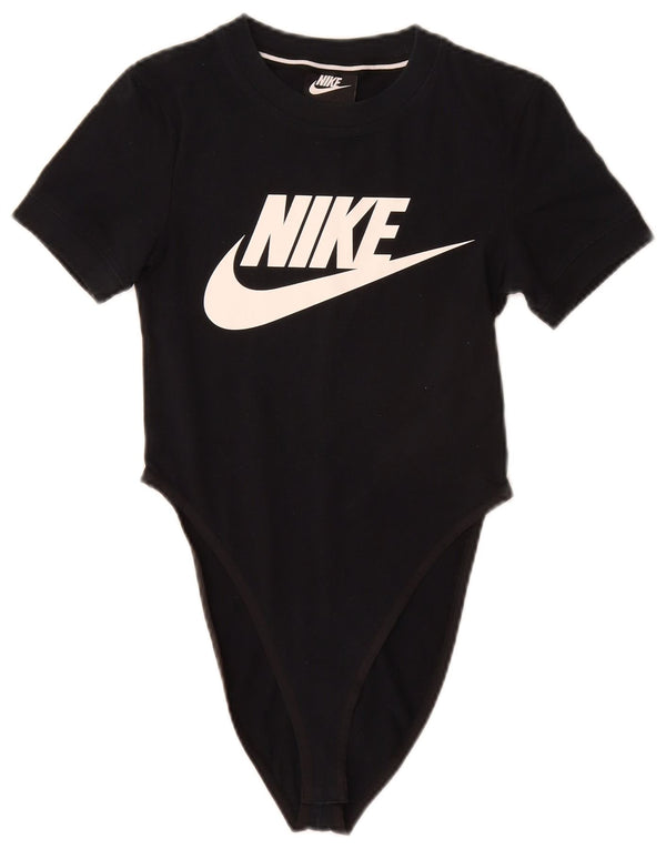 Nike Womens Graphic Bodysuit UK 6 XS Black Cotton
