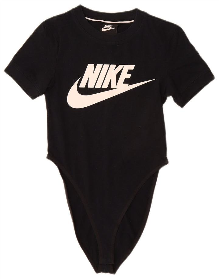 Nike Womens Graphic Bodysuit UK 6 XS Black Cotton