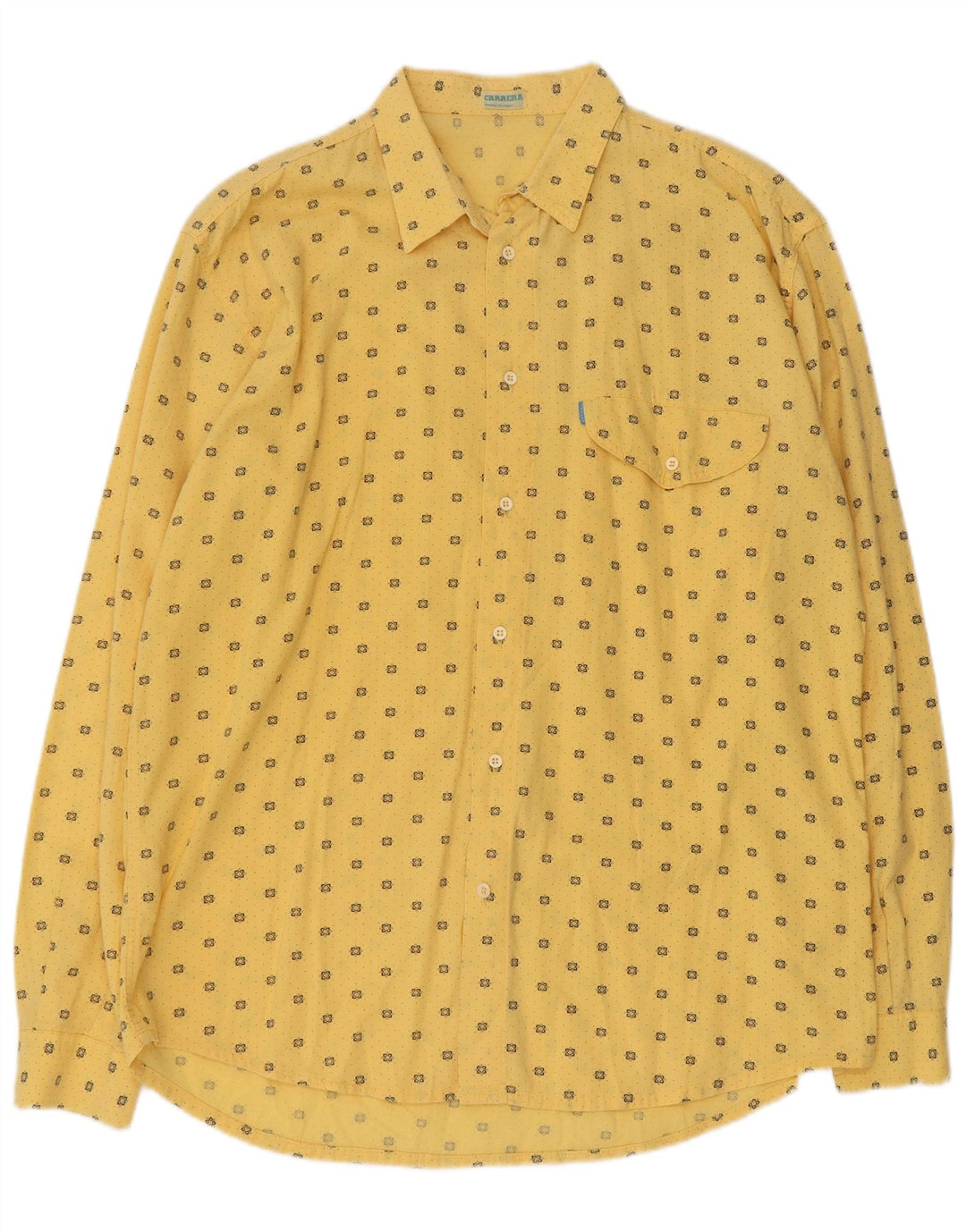 Carrera Mens Shirt Large Yellow Spotted Cotton