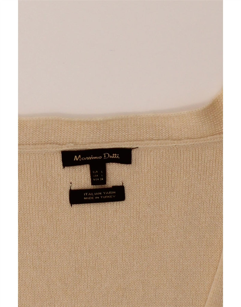MASSIMO DUTTI Womens Cardigan Sweater UK 14 Large Beige Wool Vintage Massimo Dutti and Second-Hand Massimo Dutti from Messina Hembry 