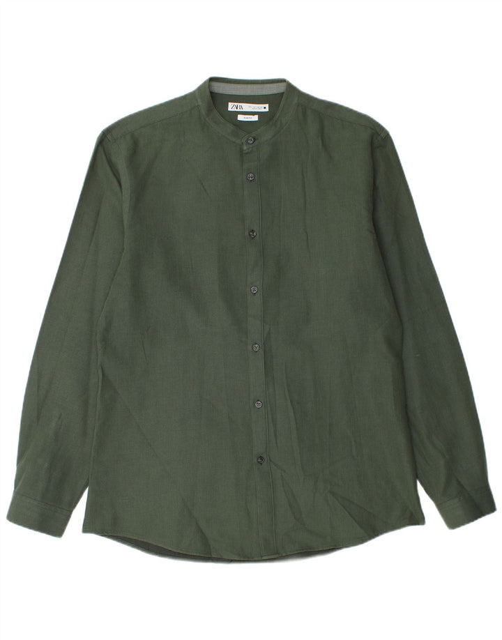 Zara Mens Slim Fit Shirt Large Green