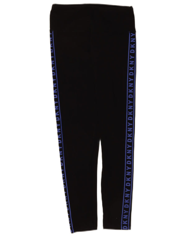 Dkny Womens Crop Graphic Leggings UK 4 XS  Black Colourblock Cotton