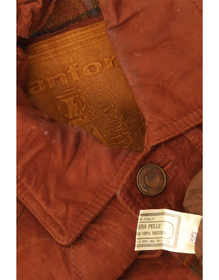 Anfor Mens Suede Overcoat IT 50 Large Brown Leather
