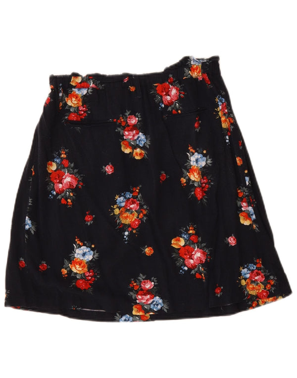 Oasis Womens A-Line Skirt UK 8 Small W26  Navy Blue Floral Viscose
