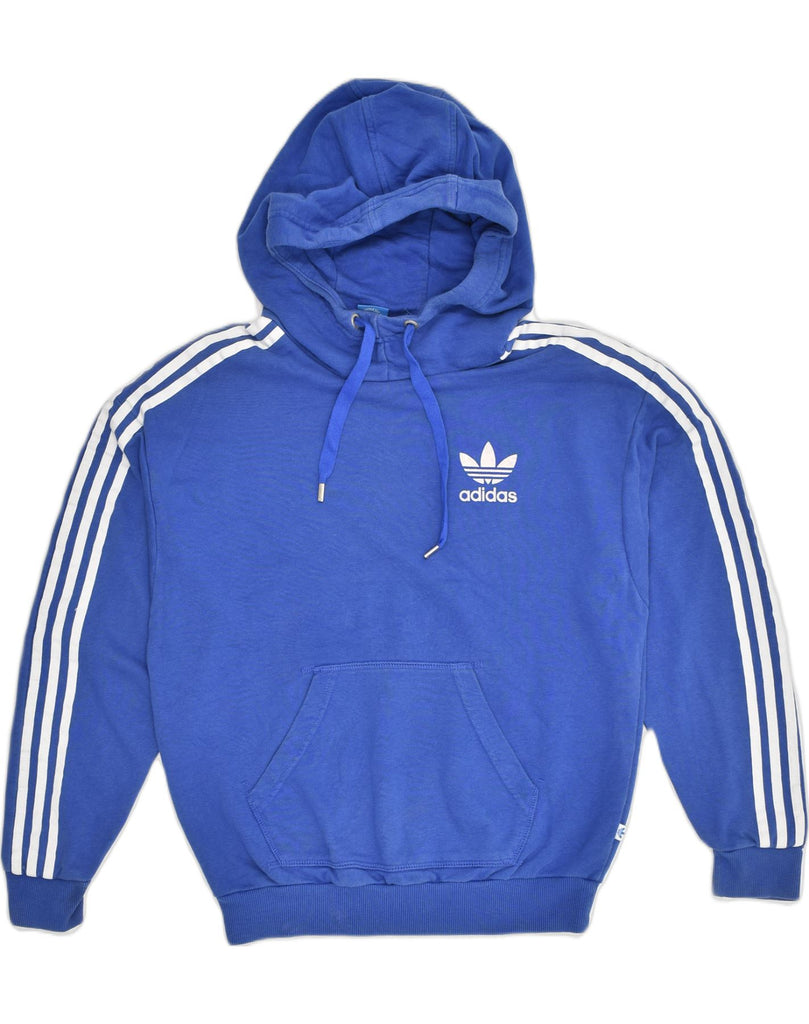 ADIDAS Womens Hoodie Jumper UK 10 Small Blue Cotton | Vintage Adidas | Thrift | Second-Hand Adidas | Used Clothing | Messina Hembry 