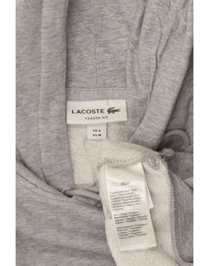 Lacoste Mens Graphic Hoodie Jumper Size 4 Medium Grey Colourblock