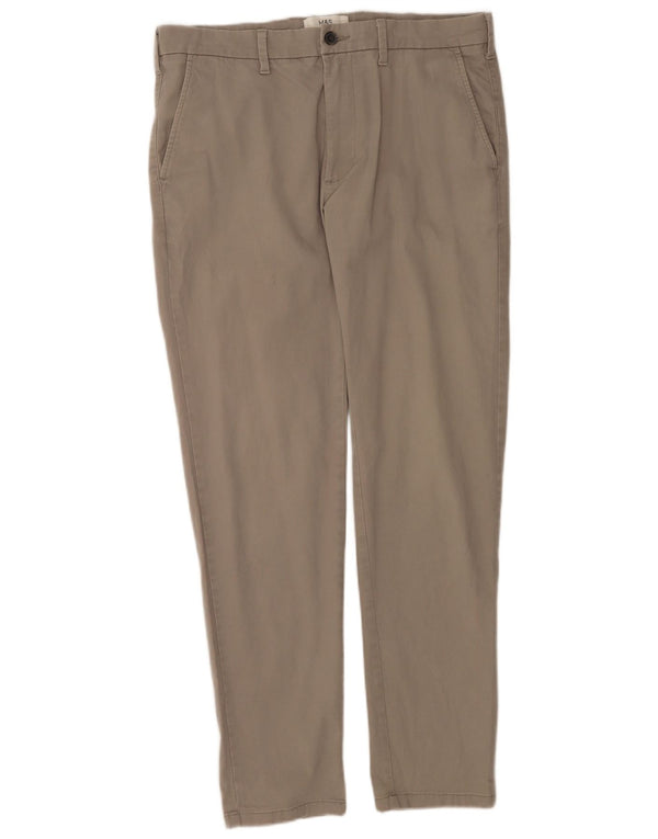 Marks & Spencer Mens Slim Fit Chino Trousers W34 L31 Grey Cotton