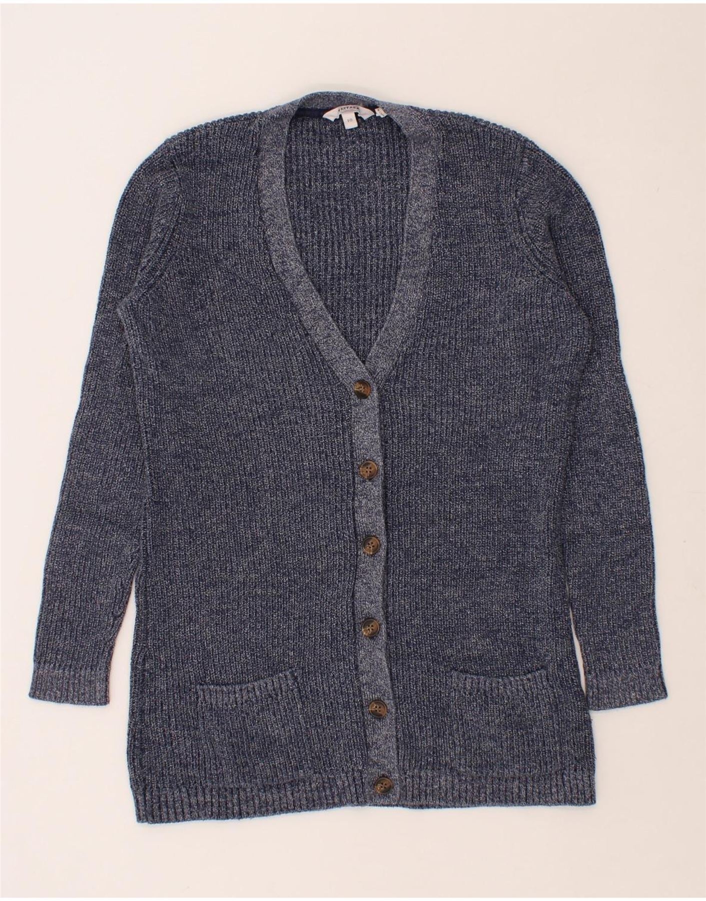 FAT FACE Womens Cardigan Sweater Uk 10 Small Navy Blue Cotton