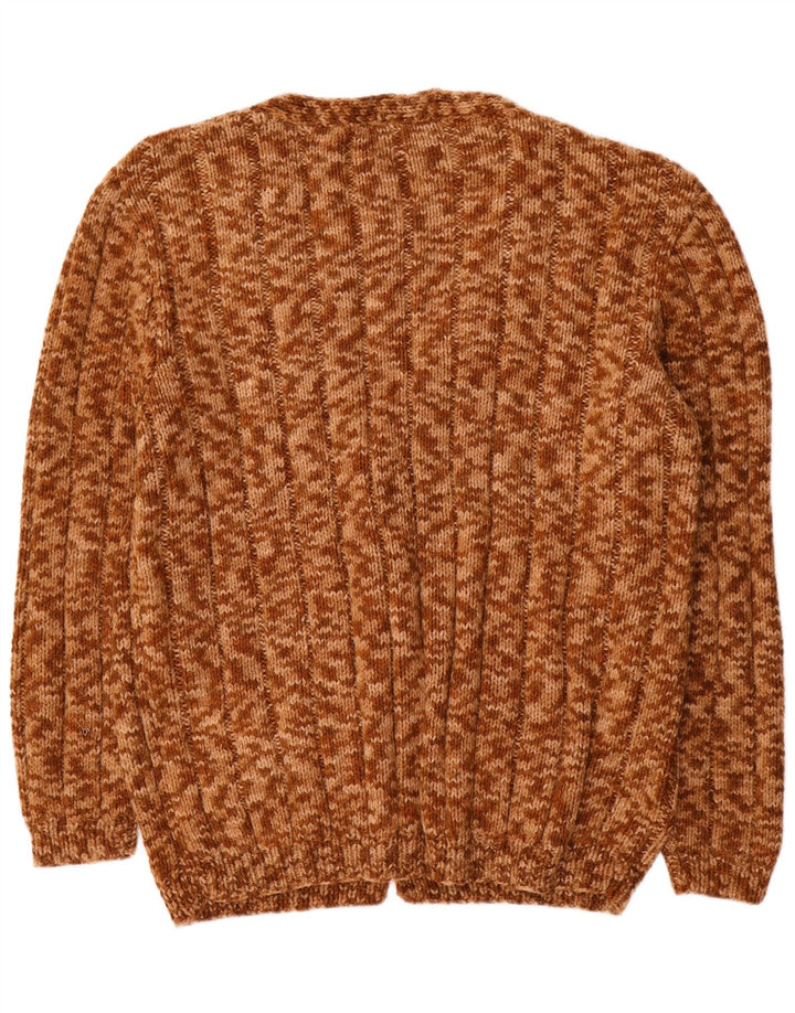 Vintage Mens Cardigan Sweater XL Brown Flecked