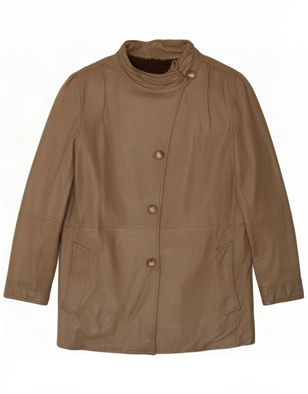 Vintage Womens Shearling Jacket UK 14 Medium Khaki