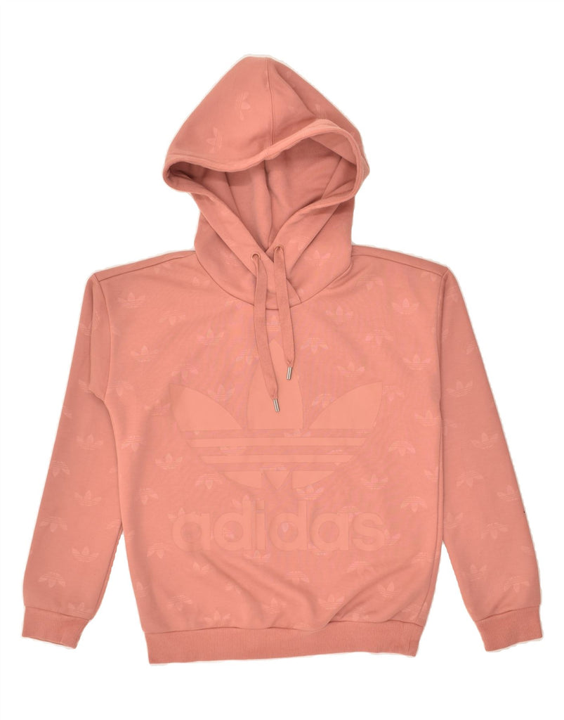 ADIDAS Womens Graphic Hoodie Jumper UK 6 XS Pink Polyester | Vintage Adidas | Thrift | Second-Hand Adidas | Used Clothing | Messina Hembry 