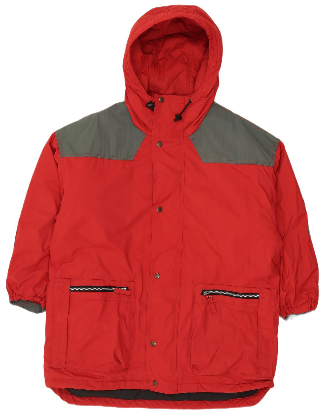 Fjall Raven Mens Hooded Ski Jacket UK 38 Medium Red Colourblock Nylon
