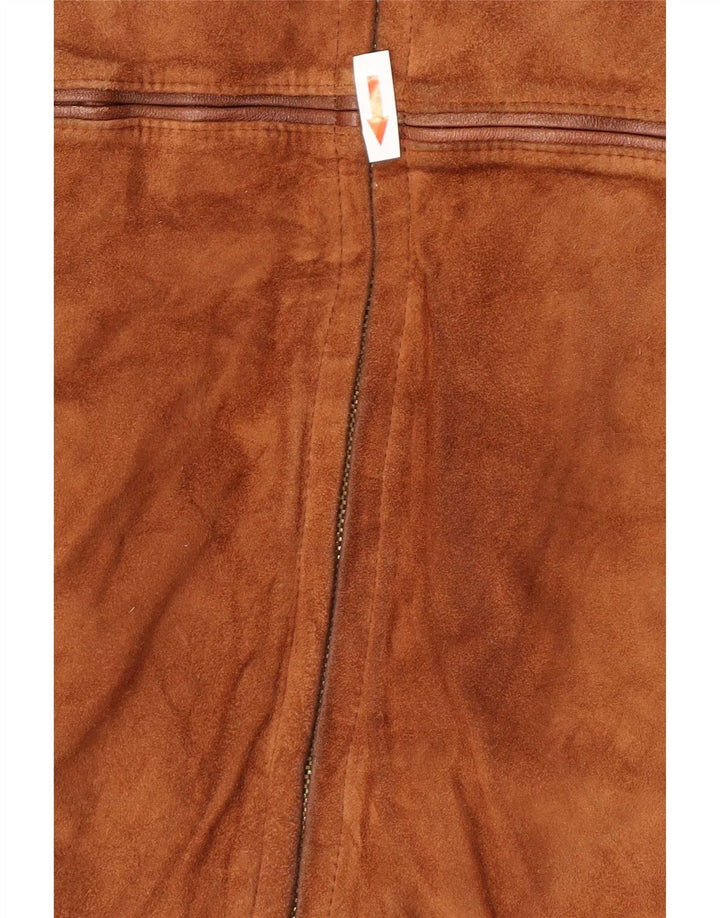 NINO Mens Bomber Suede Jacket UK 38 Medium Brown Leather