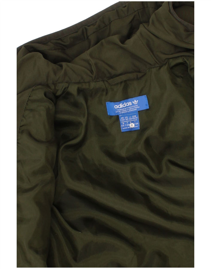 Adidas Boys Hooded Padded Jacket 7-8 Years Khaki Polyester