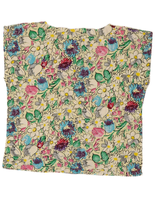 Vintage Womens T-Shirt Top UK 16 Large Multicoloured Floral