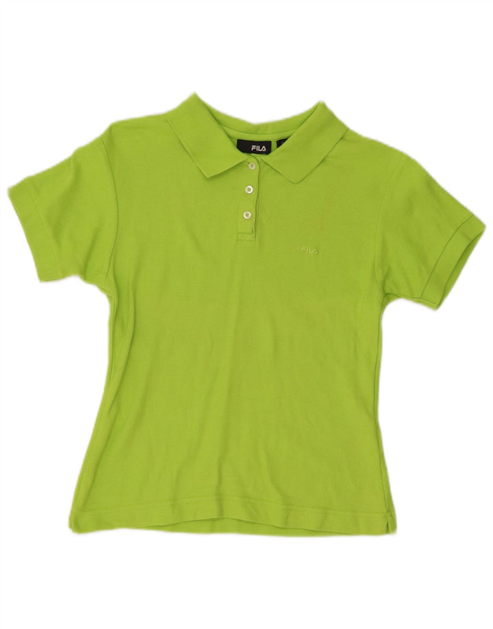 Fila Womens Crop Polo Shirt UK 12 Medium Green Cotton
