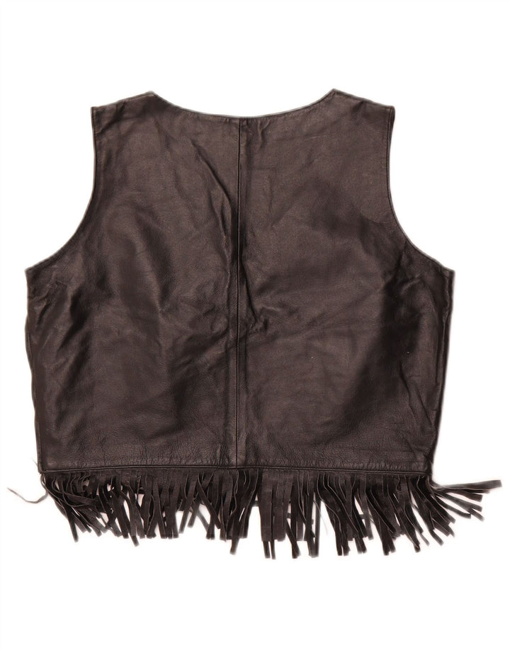 WOODPECKER Womens Casual Collection Crop Top EU 42 Medium Black Leather