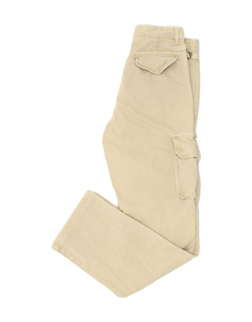 STUDIO Mens Straight Cargo Trousers IT 48 Medium W30 L35 Beige Cotton | Vintage Studio | Thrift | Second-Hand Studio | Used Clothing | Messina Hembry 