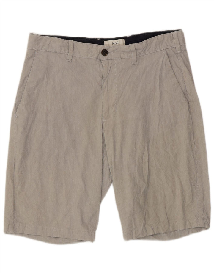 Marks & Spencer Mens Chino Shorts W32 Medium Grey Pinstripe Cotton