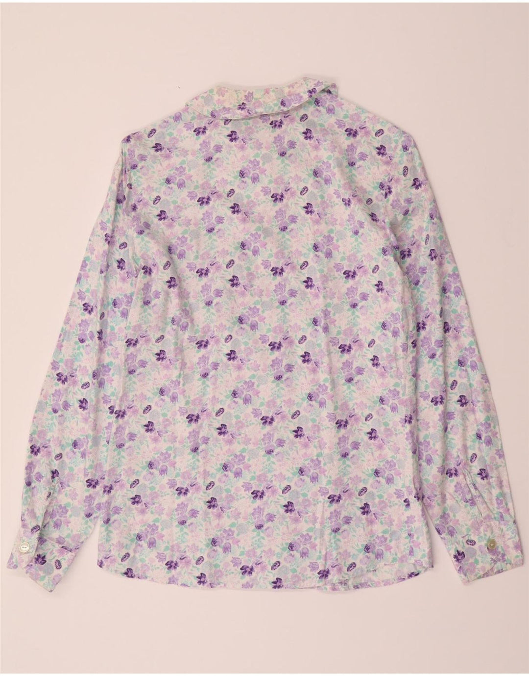 BENETTON Womens Shirt IT 42 Medium Purple Floral Viscose Vintage Benetton and Second-Hand Benetton from Messina Hembry 