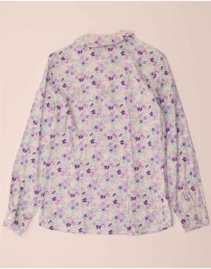 BENETTON Womens Shirt IT 42 Medium Purple Floral Viscose Vintage Benetton and Second-Hand Benetton from Messina Hembry 