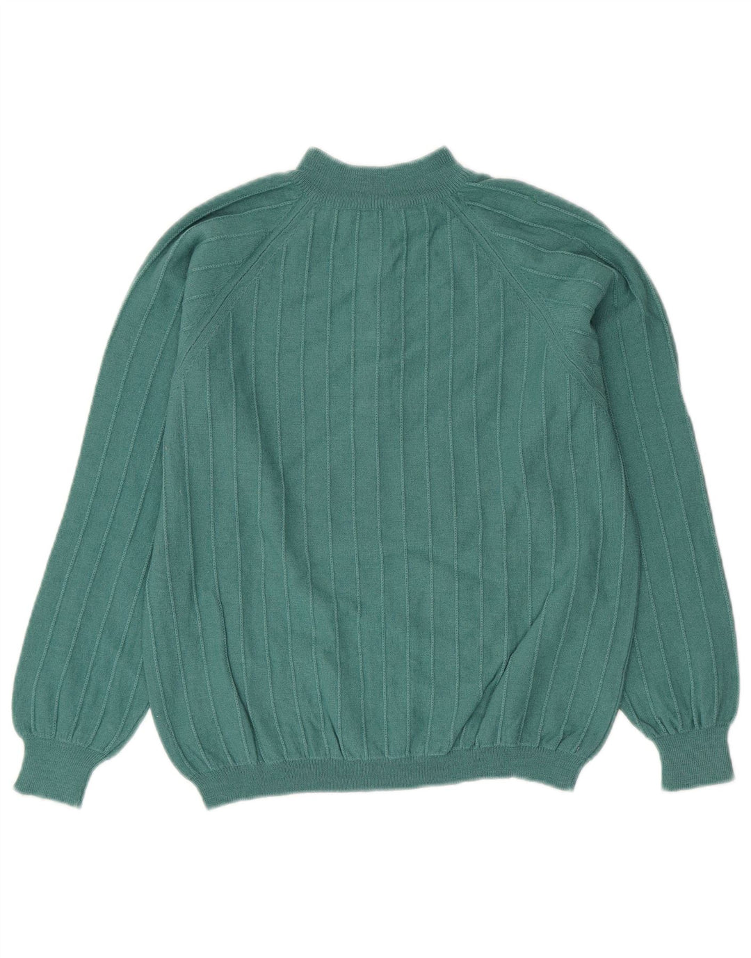 VINTAGE Womens Button Neck Jumper Sweater UK 14 Medium Green