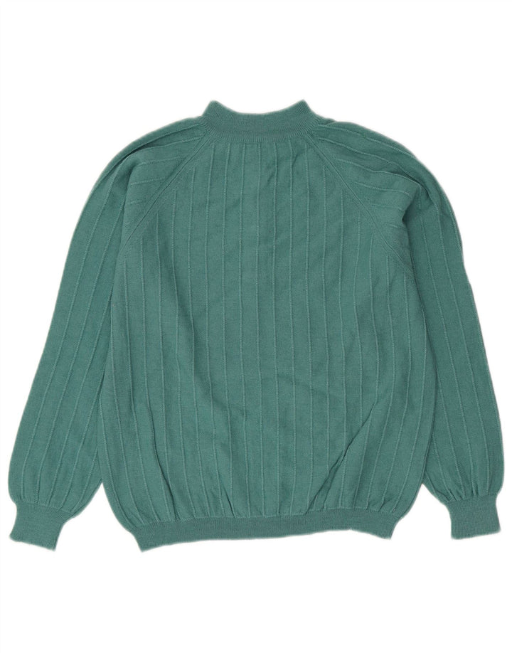 VINTAGE Womens Button Neck Jumper Sweater UK 14 Medium Green