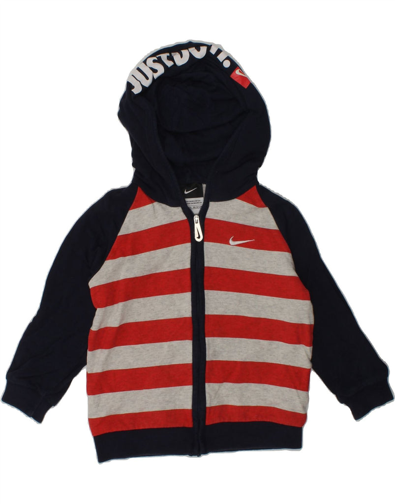 NIKE Baby Boys Graphic Zip Hoodie Sweater 18-24 Months Red Striped Cotton | Vintage Nike | Thrift | Second-Hand Nike | Used Clothing | Messina Hembry 