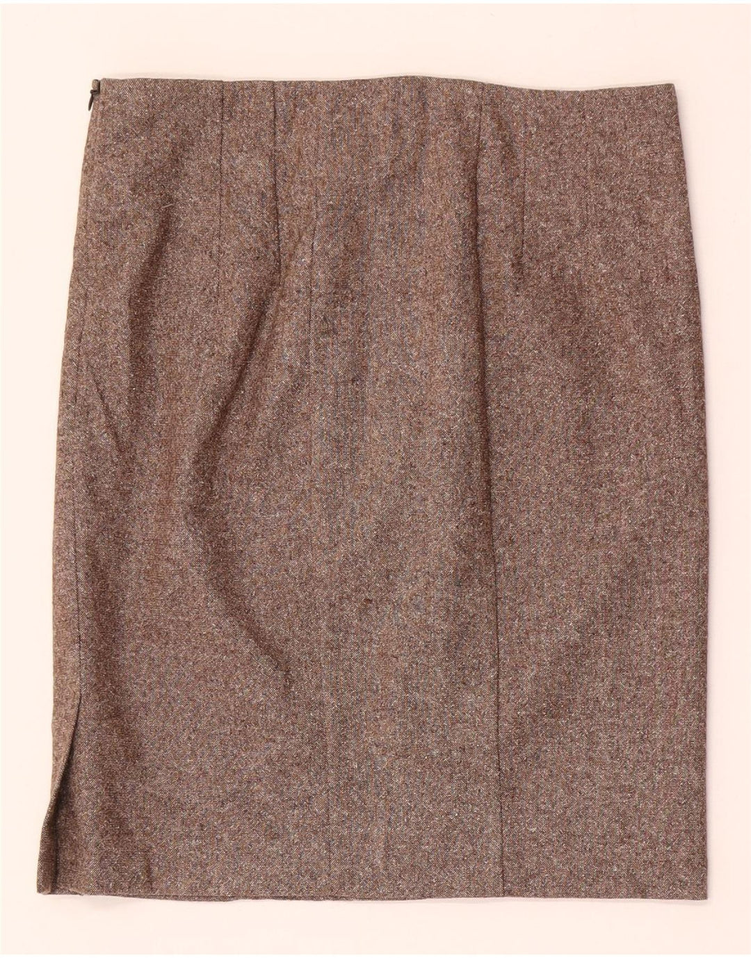 Benetton Womens Mini Straight Skirt IT 42 Medium W28 Brown Flecked Wool