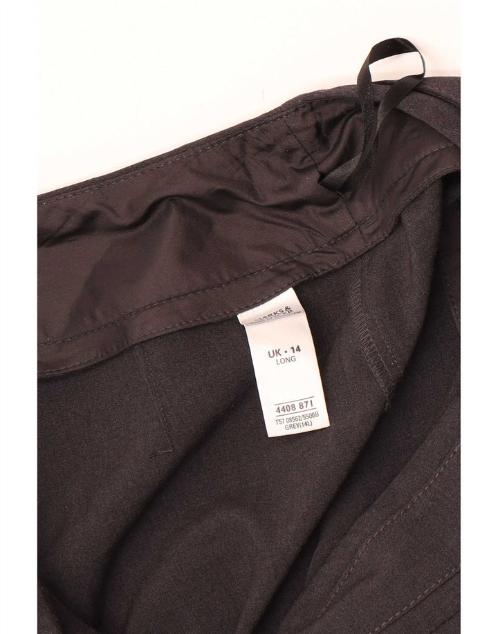 Marks & Spencer Womens Straight Regular Chino Trousers UK 14 Medium Brown