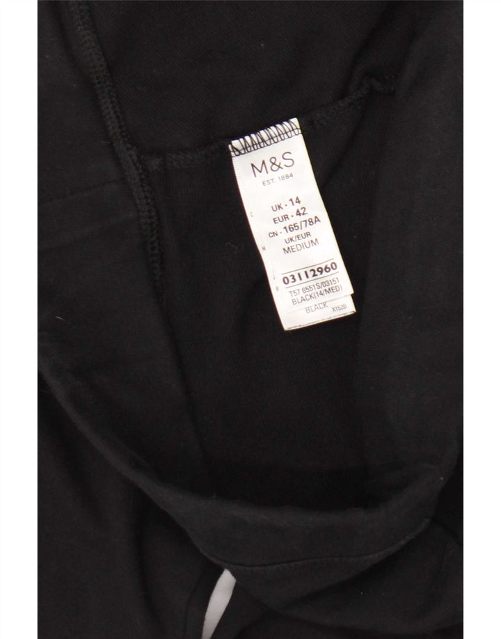 Marks & Spencer Womens Tracksuit Trousers UK 14 Large Black Cotton