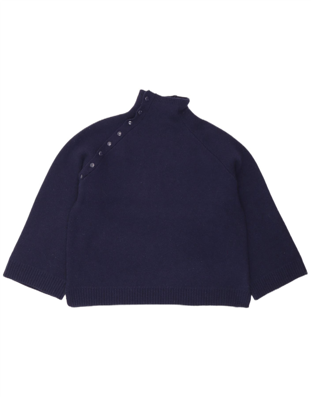Zara Womens Oversized Turtle Neck Jumper Sweater UK 10 Small Navy Blue Wool