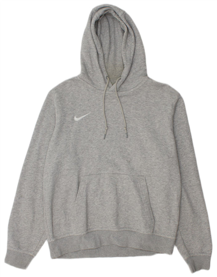 Nike Mens Graphic Hoodie Jumper Medium Grey Flecked Cotton