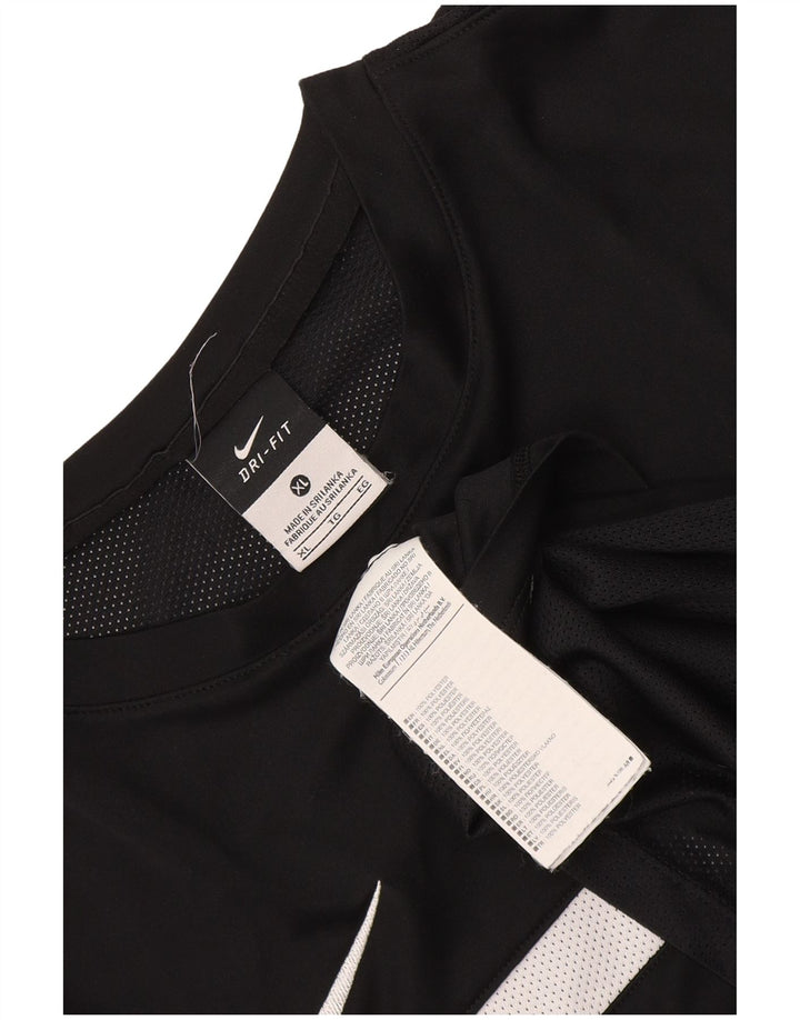 Nike Mens Dri Fit T-Shirt Top XL Black Colourblock Polyester